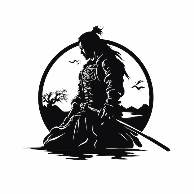 Vettore silhouette di samurai