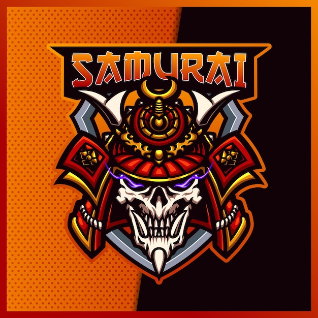 Samurai skull esport and sport mascot logo design