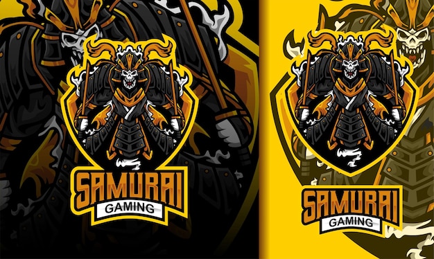 Samurai skull gaming mascotte esport logo design