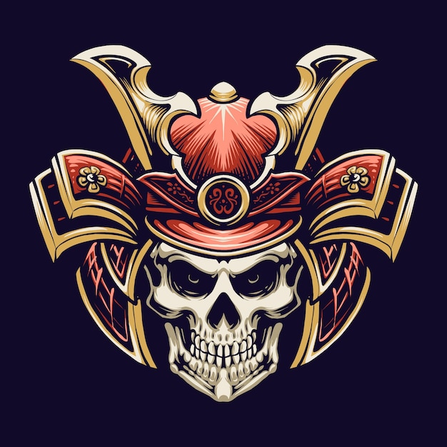 Vector samurai skull head illustration design