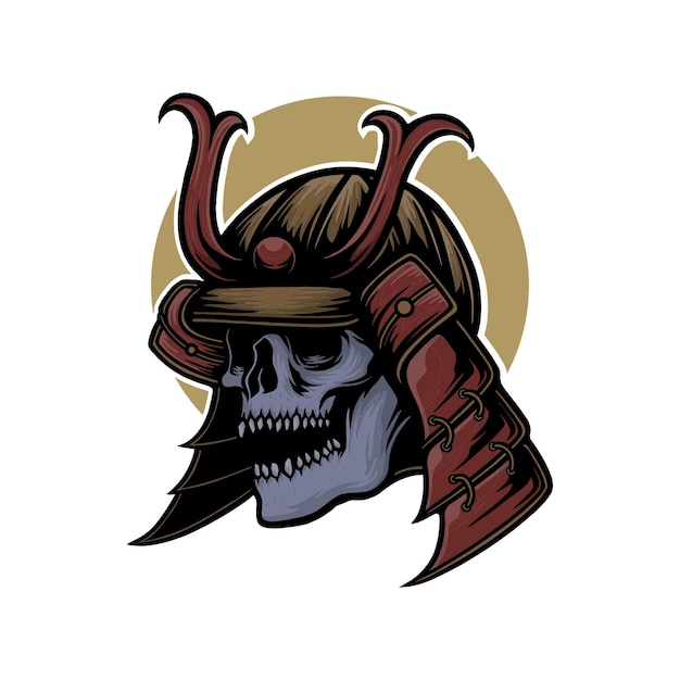 Samurai skull head japanese side view vector