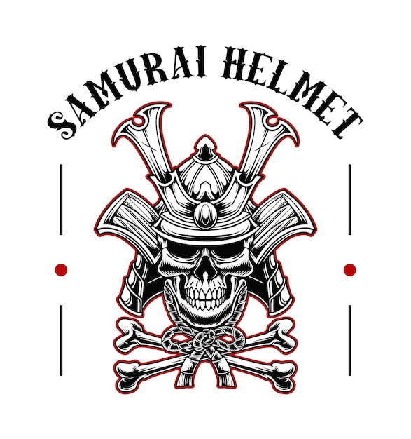 Samurai skull helmet vector design illustration