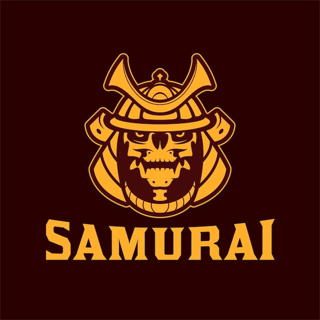 Талисман логотипа черепа самурая япония