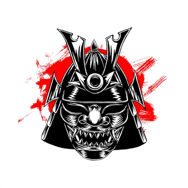 Vettore samurai war mask illustration