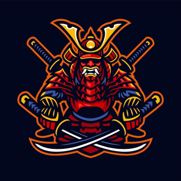 Vector samurai warrior e-sport mascot style