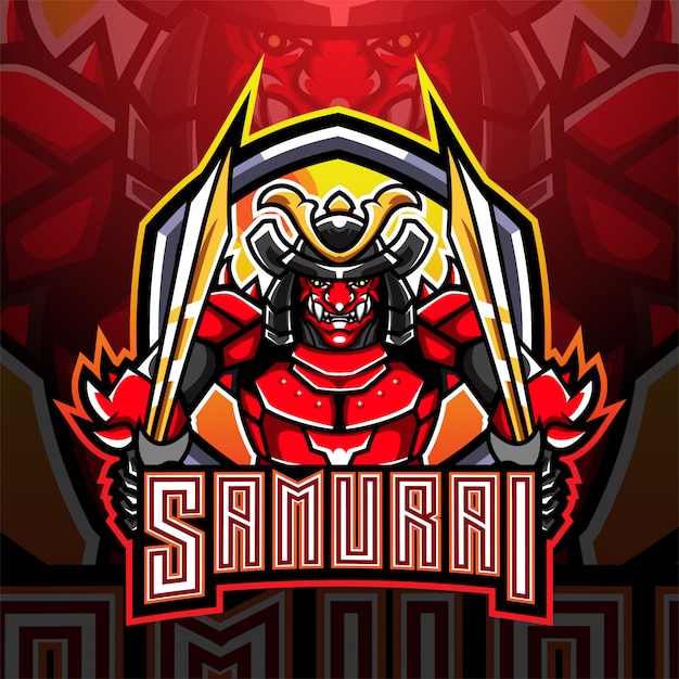 Вектор Самурай воин киберспорт талисман дизайн логотипа