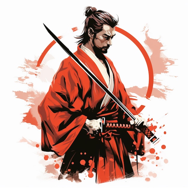 Vettore samurai guerriero giappone illustrazione vettoriale cultura katana arte giapponese spada asiatica traditi