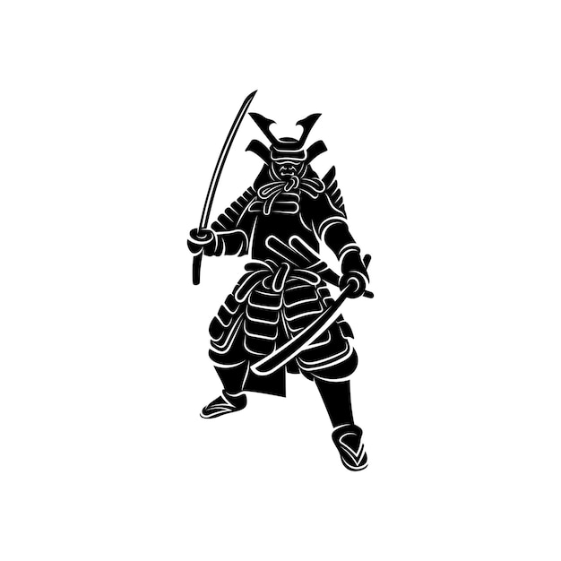 Vector samurai warrior logo design vector silhouette of samurai template illustration