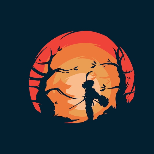 the samurai warrior logo design