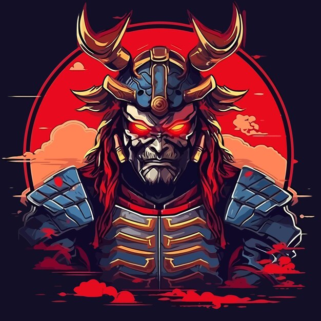 Samurai warrior in mascot esports and gaming logo design in illustration style