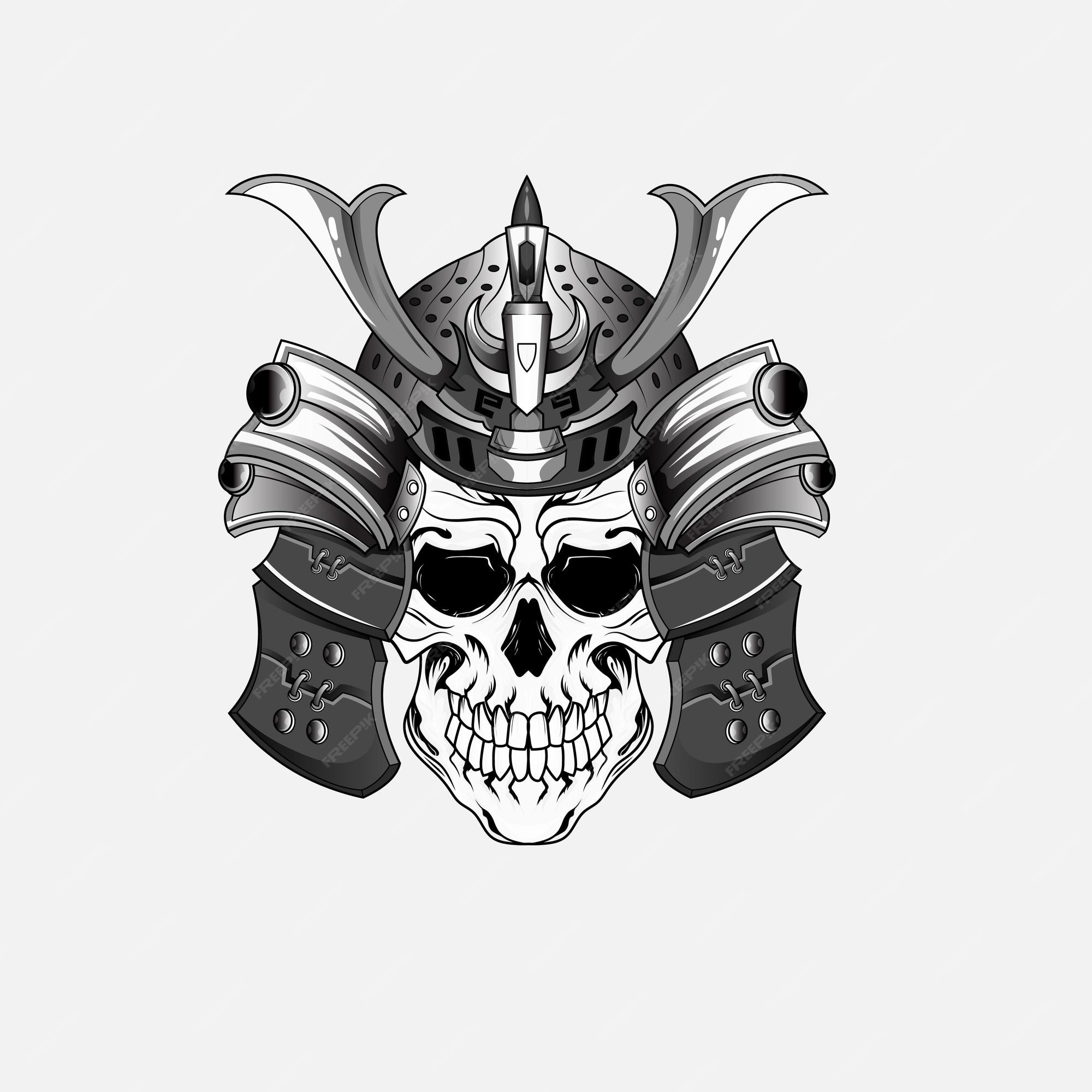 Samurai Warriai Skull Tattoo Japanese Ninja Mask Ilustração do Vetor -  Ilustração de crânio, bushido: 212004609