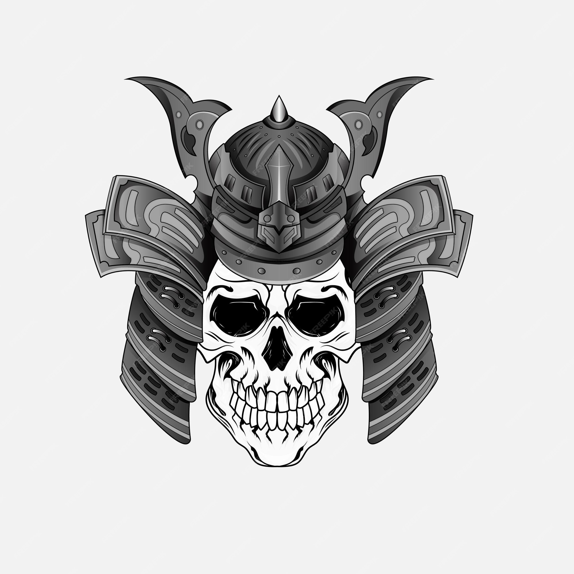 Samurai Warriai Skull Tattoo Japanese Ninja Mask Ilustração do Vetor -  Ilustração de crânio, bushido: 212004609