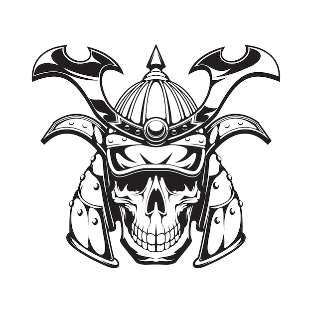 Samurai warrior skull tattoo or mask