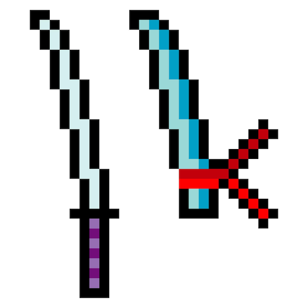 Samurai zwaard in pixel art stijl