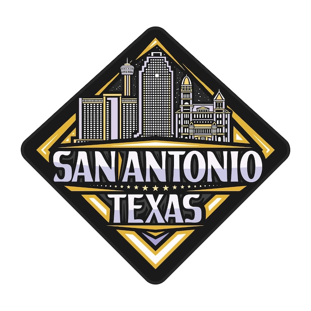 San Antonio Skyline Landmark Flag Sticker Emblem Badge Travel Souvenir Illustration