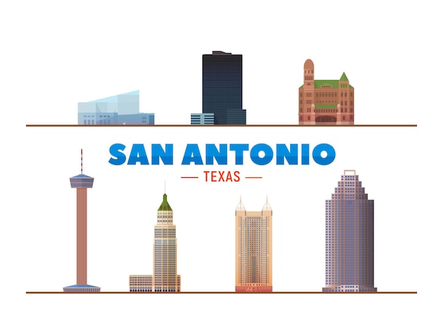 Vector san antonio texas verenigde staten stadsoriëntatiepunten flat trendy illustratie