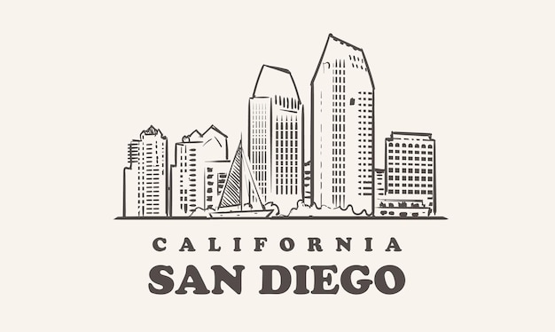 Vector san diego skyline afbeelding ontwerp