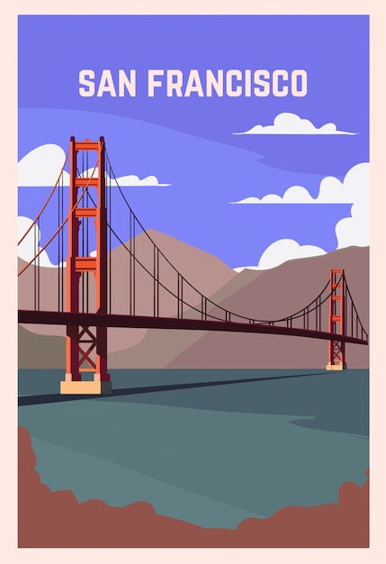 벡터 샌프란시스코 복고풍 포스터.