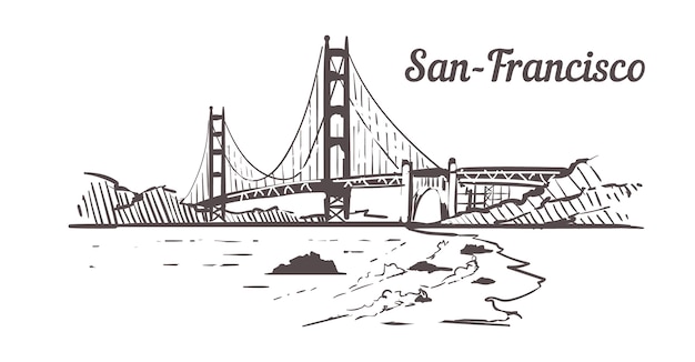 Vector san francisco sketch landscape isolated on white