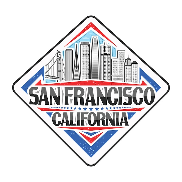 Vector san francisco skyline landmark flag sticker emblem badge travel souvenir illustration