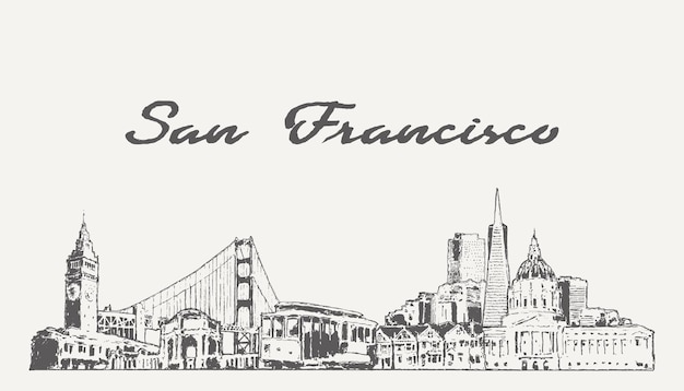 San Francisco skyline Usa hand getrokken schets