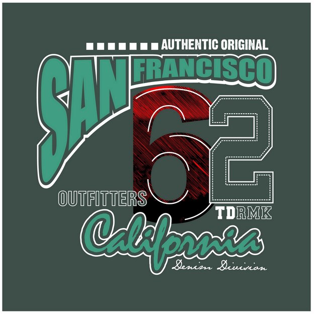 San francisco vintage typografieontwerp in vectorillustratiet-shirtkleding en ander gebruik