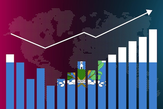Vettore grafico a barre di san marino con alti e bassi, valori crescenti, bandiera del paese di san marino sulla barra