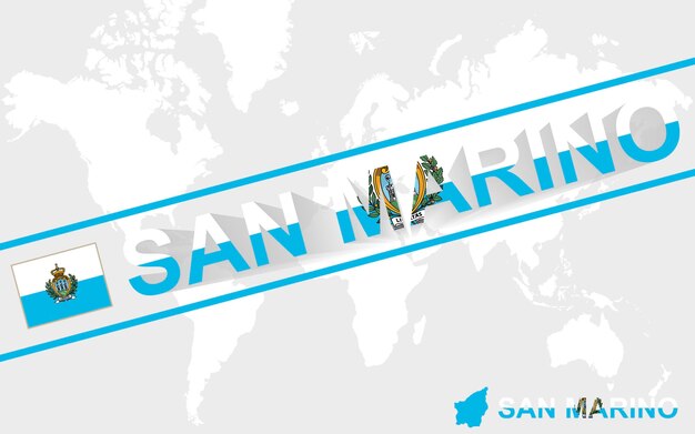 San Marino kaart vlag en tekst illustratie