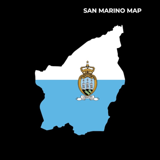 Дизайн карты национального флага Сан-Марино Иллюстрация флага страны Сан-Марино внутри вектора карты