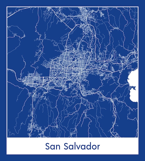 San Salvador El Salvador North America City map blue print vector illustration