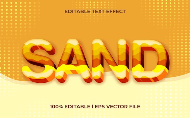 Sand 3d text effect with wave color theme. yellow typography template for minimalist tittle