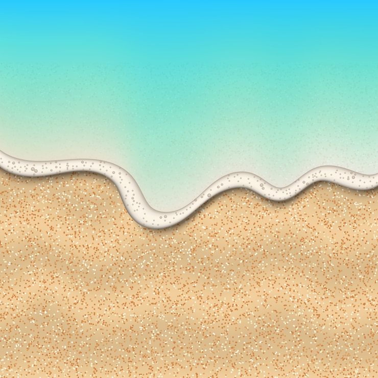 Vector sand of the beach with wave of blue ocean