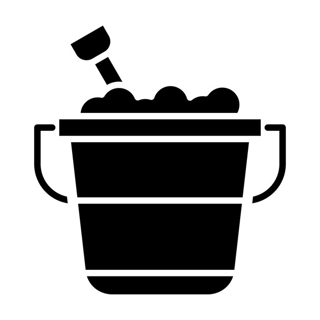 Sand Bucket Glyph Solid Black Illustration