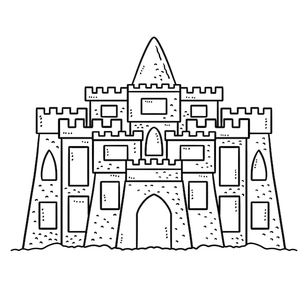 Vector sand castle isolated coloring page