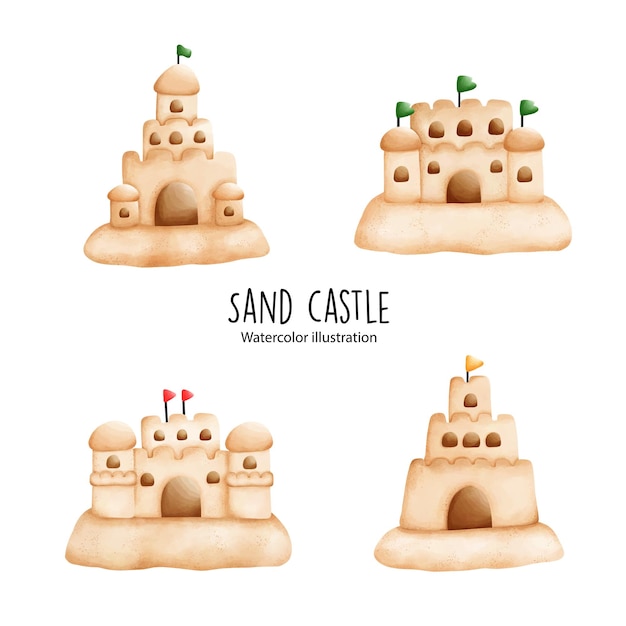 Vector sand castle watercolor vector illustration