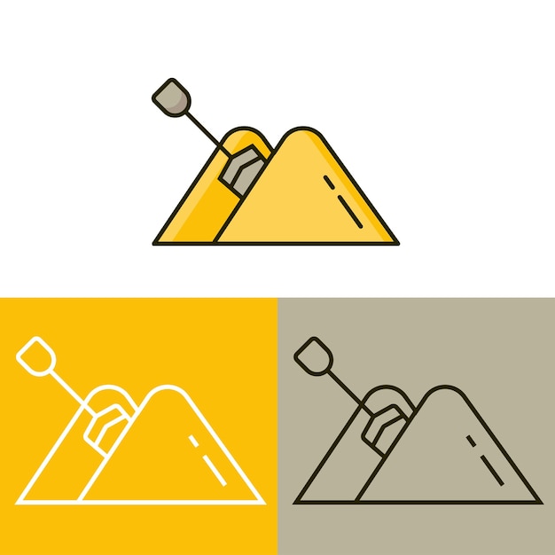 Sand or construction icon and logo template in yellow and grey color spade