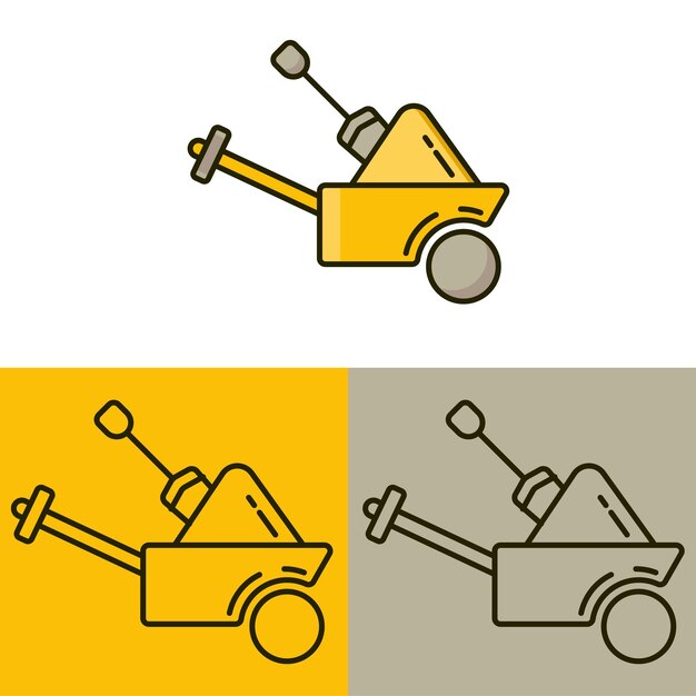 Sand or Construction Icon and Logo template in yellow and grey color spade