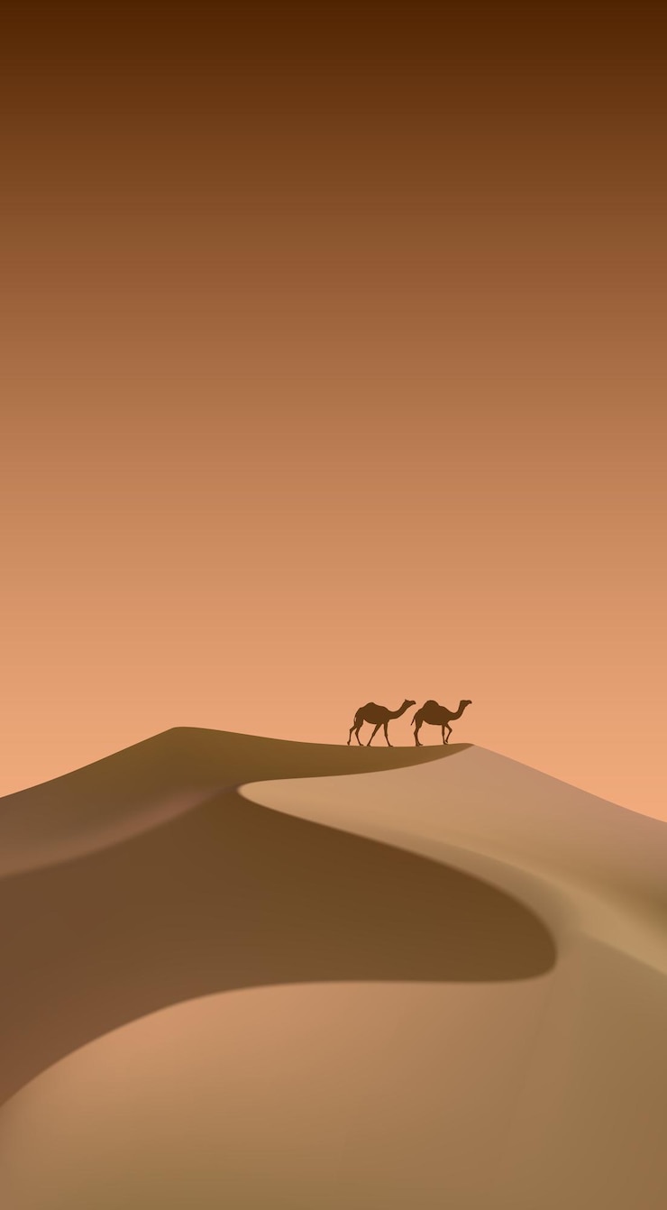 Vector sand dunes and camels vector illustration sketch