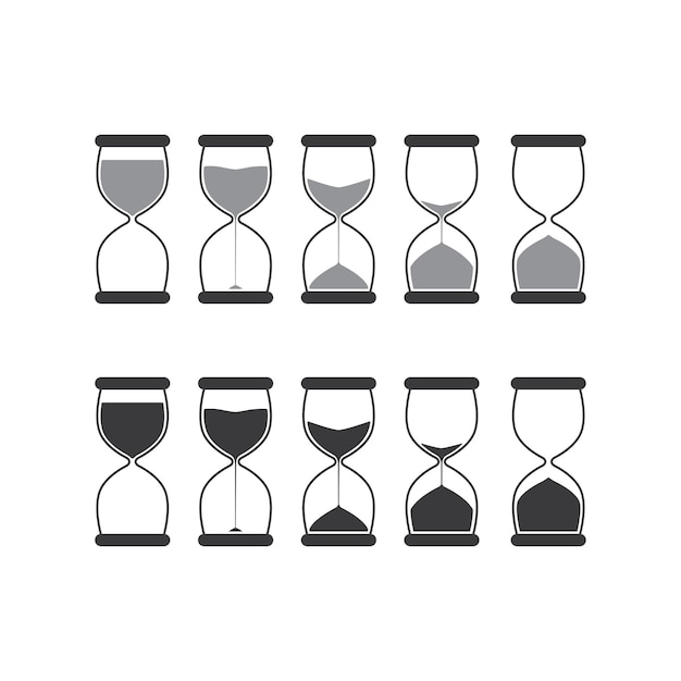 Sand glass or hourglass icons set vector illustration