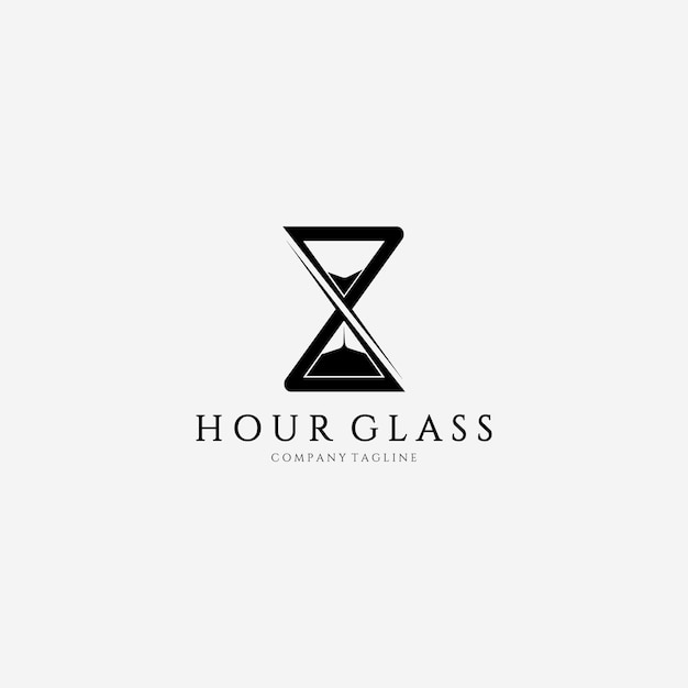 Vector sand hour glass logo vector design illustration vintage icon clock