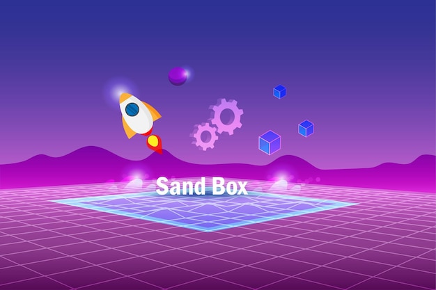 Sandbox demo test software programmering Virtuele experiment ontwikkelingstechnologie in metaverse