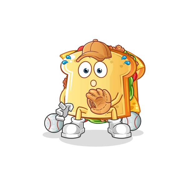 Vector sandwich baseball catcher cartoon. cartoon mascot vector