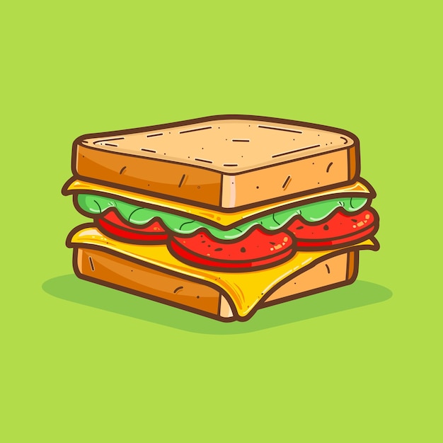 サンドイッチ アニメ フラットベクトル イラスト フード アイコン デザイン
