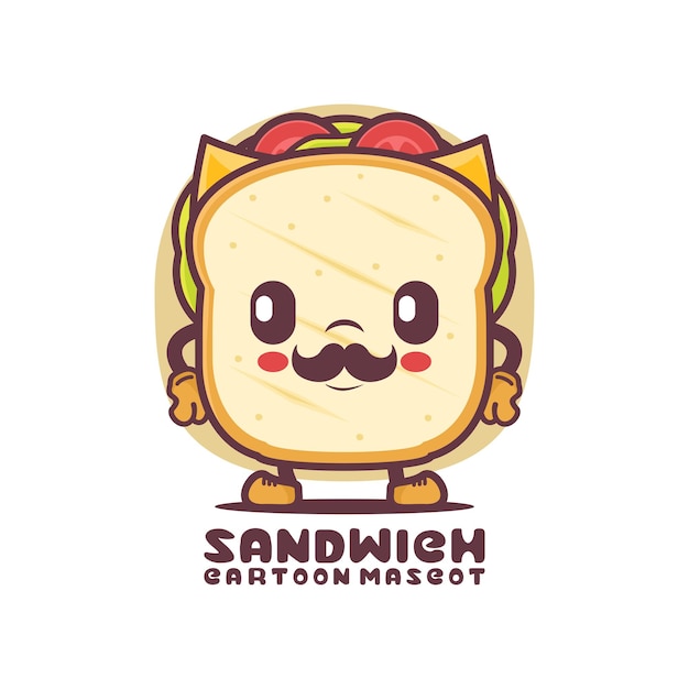 Sandwich cartoon mascot food vector illustration