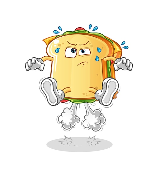 The  sandwich fart jumping illustration. cartoon mascot mascot