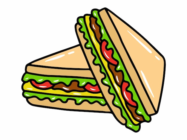 Vector sandwich fast food clipart illustration
