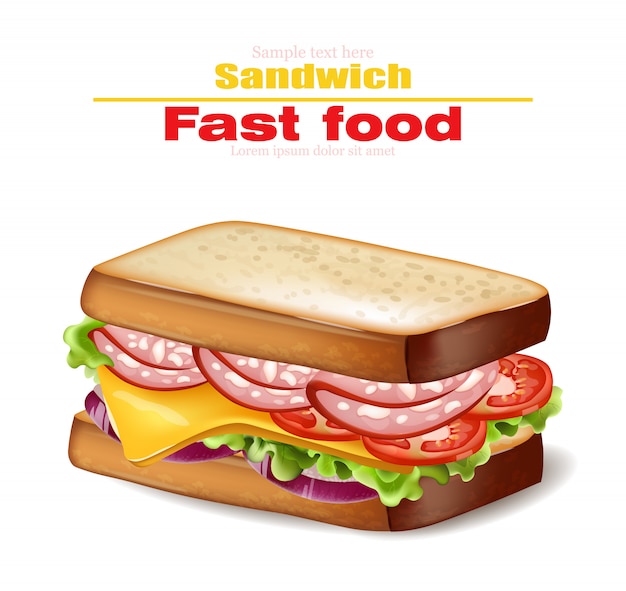 Illustrazione di fast food di sandwich