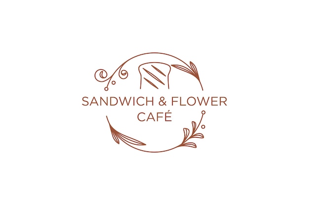 Simbolo dell'icona dell'alimento del ristorante del caffè di progettazione di logo del fiore del panino
