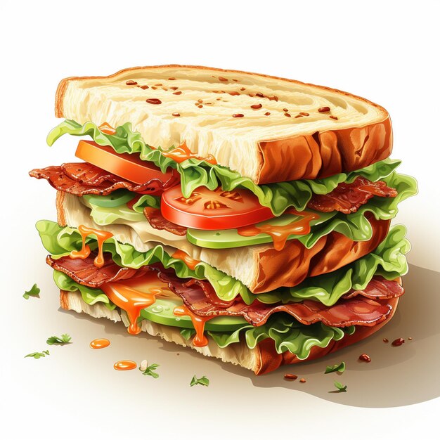 Vector sandwich food vector snack illustration bread cheese lunch meal fast isolated ham lettuc