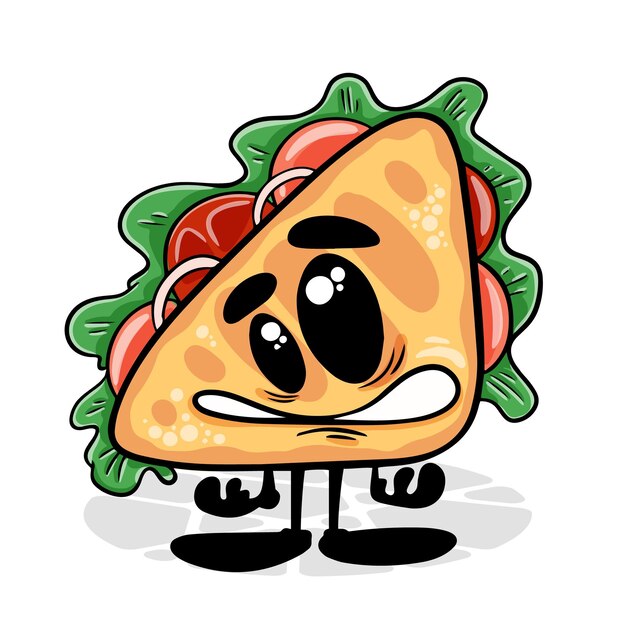 Sandwich Funnny cartoon character Vector isolated background